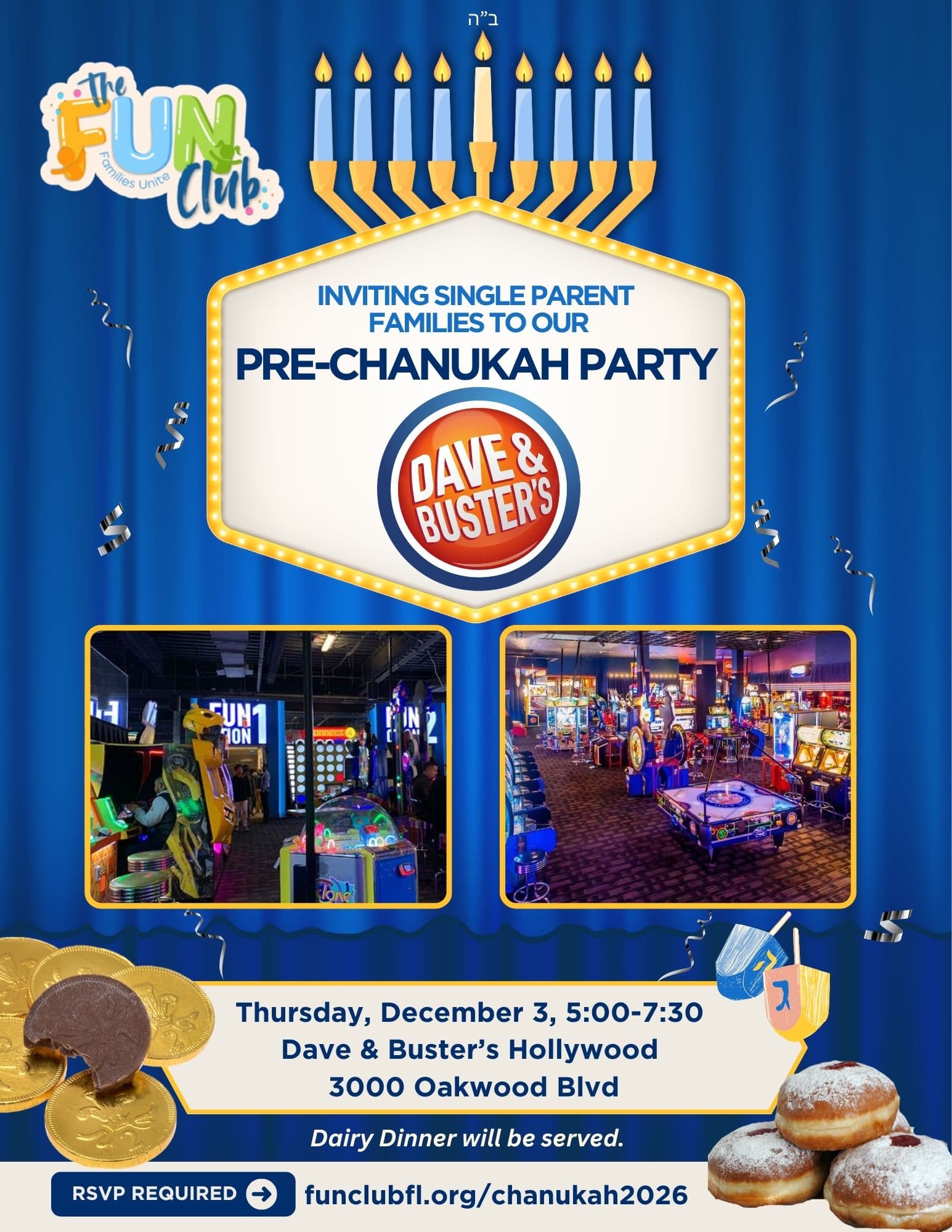 FUN Club Pre-Chanukah Party for Single Parent Families